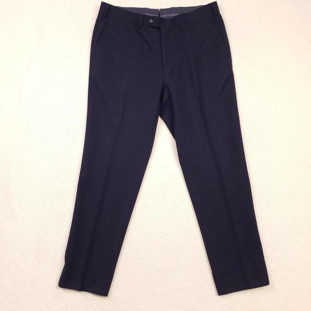 Suitsupply Trousers Men 35x29 Navy Blue Wool Soho Int Traveller Dress Pants